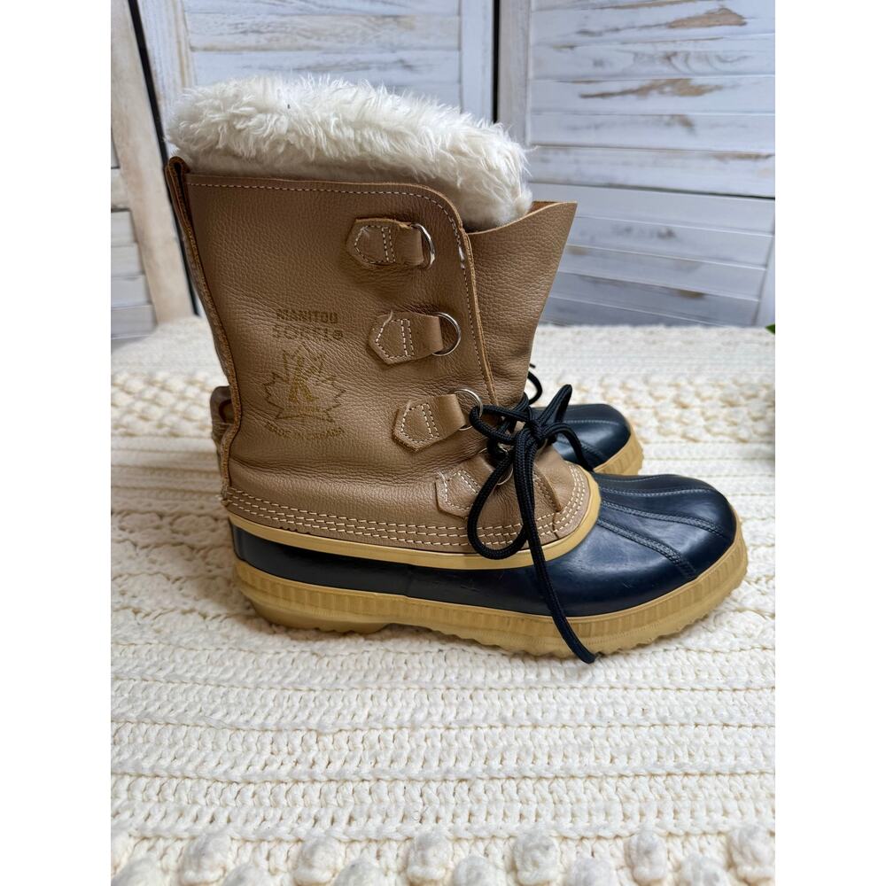VINTAGE SOREL KAUFMAN MANITOU Men's 9 Winter Pac Snow Boots Tan Black - Picture 16 of 16